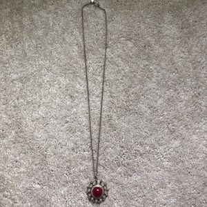 Long silver pendant necklace
